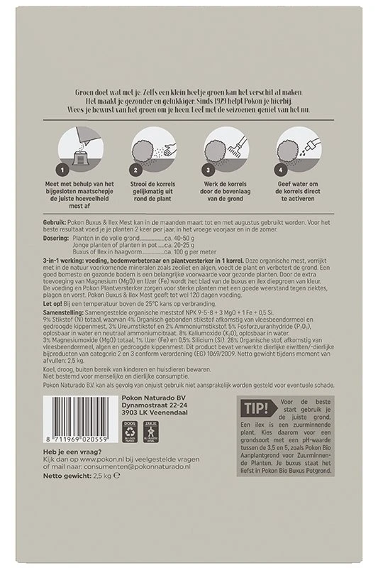 Pokon Buxus & Ilex Mest 2,5kg 4 Pokon Buxus & Ilex Mest 2,5kg - Afbeelding 2