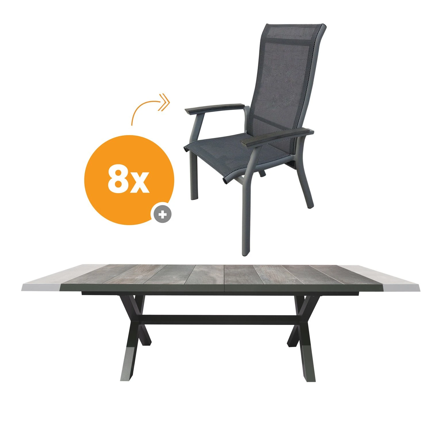 Royal Seasons SEVILLA Uitschuifbare Dining Set Met 8 Stoelen 3 Royal Seasons SEVILLA Uitschuifbare Dining Set Met 8 Stoelen